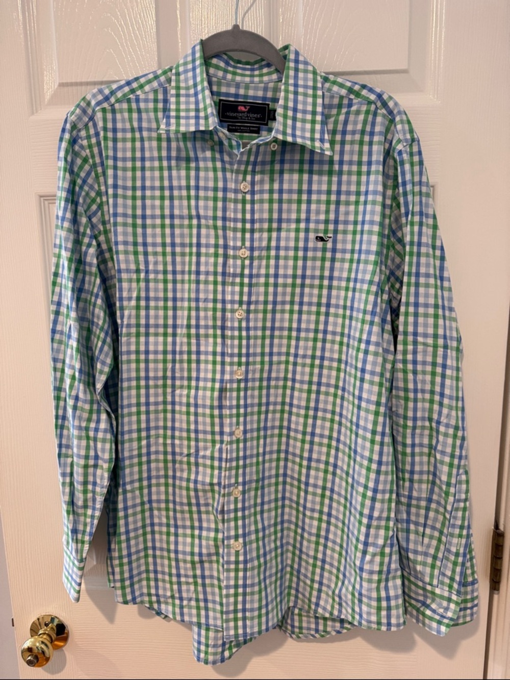 Vineyard Vines Blue & Green Plaid Long-Sleeve Button-Down Shirt size large